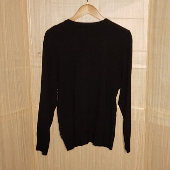Charter Club Plus Womens Black Lacey Sequin Cardigan Sweater 1X - Picture 2 of 7